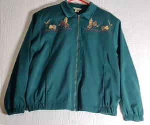 Teddi Womens Green Collared Front Pockets Long Sleeve Full Zip Jacket Size XL - Picture 1 of 6
