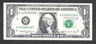 1988A $1 Web Note FRN, fr. 1917, G47690418P Run 8-GP Block 5-8 UNC - Image 1 of 2