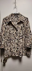 Notations Damen mehrfarbige Bluse mit Knopfleiste und Seitenschlitzen unten, Größe 2X - Bild 1 von 4