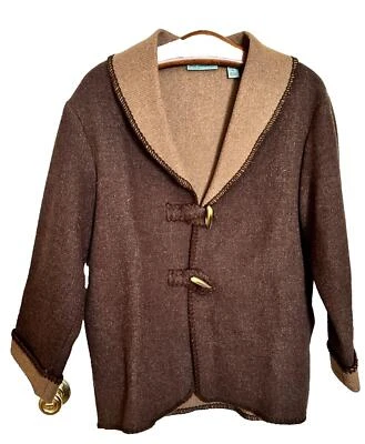 Marsh Landing Jacket Women Size PM Wool/Nylon Toggle Shawl Collar Brown Tan Coat - Image 1 of 4