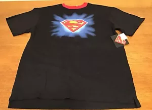 VTG NEW SUPERMAN EMBLEM LOGO BLACK XLARGE MEN'S OFFICIAL T-SHIRT COMIC 2005 WB - Picture 1 of 7