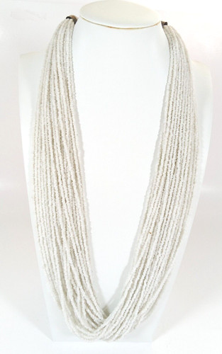 OFF WHITE Collana Drappo Vintage Off Bianco Multi Filad Vetro Sementi