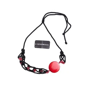 440$ EMPORIO ARMANI Jewels Cotton + Glass + Enameled Wood Red Necklace Woman. - Picture 1 of 2