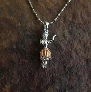Hawaii Jewelry 925 Sterling Silver Hula Dancer With Copper Skirt Pendant SP49406 - Picture 1 of 3