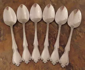 Oneida Chateau Set of 6 Teaspoons Oneidacraft Deluxe Stainless Flatware Lot K - Picture 1 of 5