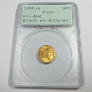 1915 S OGH Rattler PCGS MS64 Panama Pacific Commemorative Gold $1 Coin 55176A - Picture 1 of 4