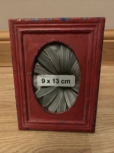 Handgefertigter Bilderrahmen rot Vintage Stil Distressed 9 x 13 cm - Bild 1 von 4