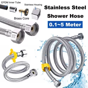 1/2" Brauseschlauch 0,1~5m Edelstahl Universal Flexibel Geflecht Bad Rohr - Bild 1 von 11