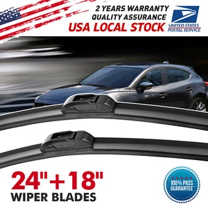 OEM Quality Windshield 24"&18" Wiper Blades U/J-HOOK For Mazda 3 Sport 2014-2018 - Picture 1 of 12