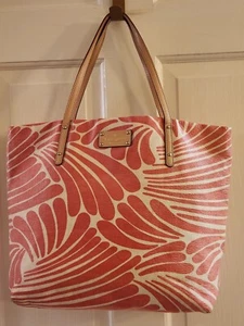 KATE SPADE NEW YORK- ORANGE BEIGE LEATHER SHOULDER TOTE w/TAN LEATHER HANDLES - Bild 1 von 9