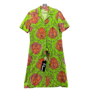 Vintage 70's Midi Dress Women's 12 Green Paisley Old Stock Boho Fetival Disco - Picture 1 of 12
