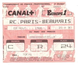 Ticket Billet Collection Football Racing Club Paris - Beauvais 03/08/1985 - Photo 1/1