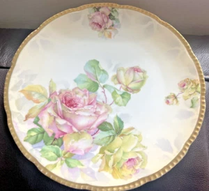 9,5" antiker Königlicher Rudolstadt Preußen Teller Beyer & Bock um 1900 Rosen & Gold - Bild 1 von 4