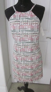 Trina Turk Textured White Pastels Pom Poms Halter Shift Sz 6 lined Dress NWT - Picture 1 of 10