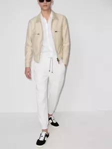 Best Dressed Rare $3,200 w/tax TOM FORD Tan Cotton Canvas Leather Accent Jacket - Picture 1 of 21