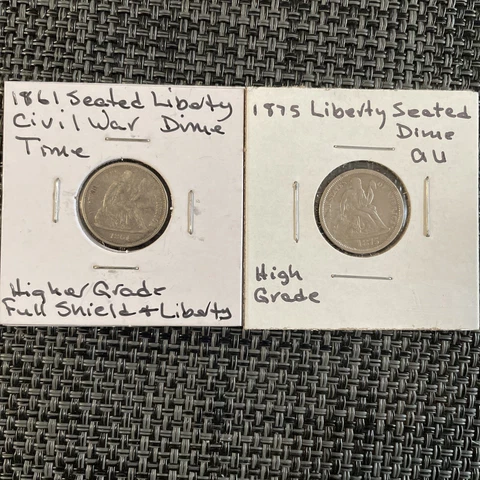 liberty seated dimes 1861 Civil War Era and 1875 Higher Grades Cover