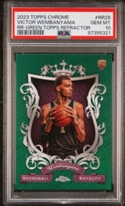 2023-24 Topps Chrome #RR26 Victor Wembanyama Roundball Royalty Green PSA 10 - Picture 1 of 2