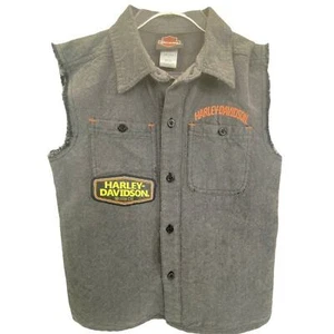 Harley Davidson Boys Motorcycle Vest Size 6 Sleeveless Button Front Biker Moto - Picture 1 of 6