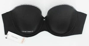 Nuevo con etiquetas Calvin Klein QF4475 ""Cepillado"" Sin tirantes, Camiseta, Sujetador Acolchado Negro (001) - Imagen 1 de 10
