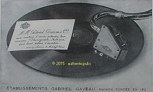 REKLAME GABRIEL GAVEAU ELEKTRISCHER PHONOGRAPH SCHEIBE VON 1929 FRANZÖSISCH AD PUB - Bild 1 von 1