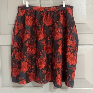 Ce Ce Cynthia Steffe Red Floral Jacquard Lined Skirt Sz 14 NWT Deadstock - Picture 1 of 6