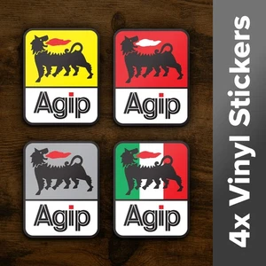 Agip Large Stickers x4 Large Vinyl Bike Helmet Bumper Rally Car F1 Race Moto GP - Picture 1 of 6