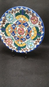 Piatto da appendere a parete vintage messicano Talavera dipinto a mano 8" firmato - Foto 1 di 2