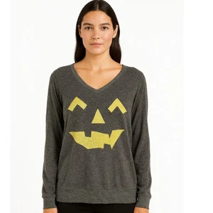 Wildfox Jack-o’-lantern sweatshirt in Distress Gray Pre Owned Size Large - Picture 1 of 3