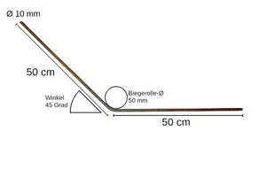 Betonstahl-Winkel Ø 10 mm, 45 Grad - 50 x 50 cm, 4 Stück, Baustahl - Bild 1 von 1