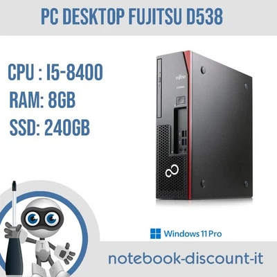 PC FUJITSU ESPRIMO D538 SFF  CPU I5-8400@ 2,80  RAM 8GB DDR4  SSD 240Gb Win11Pro - Imagen 1 de 3