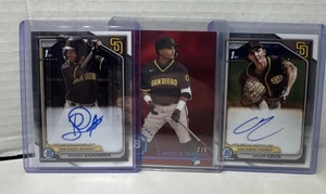 San Diego Padres Prospect Lot Sanabria First Chrome Auto Verdugo Red /5 Cecil AU - Picture 1 of 8