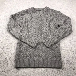 Pendleton Shetland Fisherman Sweater Mens S Gray Wool Cable Knit Crew Pullover - Picture 1 of 8