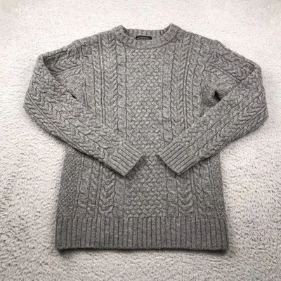 Pendleton Shetland Fisherman Sweater Mens S Gray Wool Cable Knit Crew Pullover - Image 1 of 4