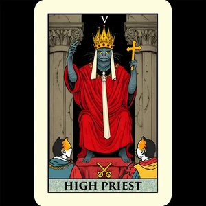 Cat Tarot Card Metal Sign 8x12 High Priest Pope Hierophant Waite Smith Throne - Picture 1 of 2