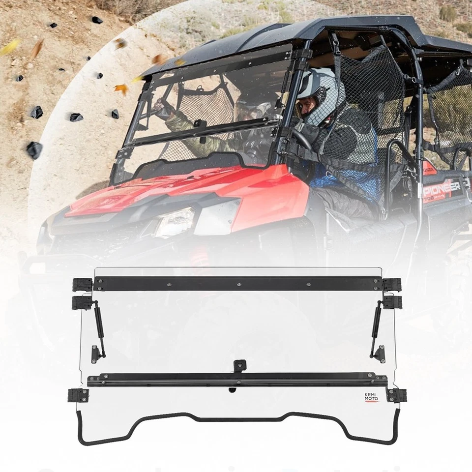 KEMIMOTO Flip Windshield Vented Scratch Resistant for Honda Pioneer 700 2014-25 - Image 1 of 4