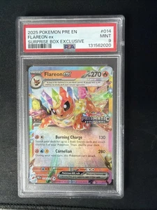 2025 POKEMON PRE EN-PRISMATIC EVOLUTIONS SURPRISE BOX EXCLUSIVE FLAREON EX PSA 9 - Picture 1 of 2