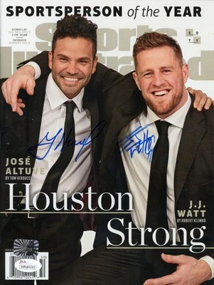 Журнал JJ Watt Jose Altuve Sports Illustrated 2017 с автографом - JSA W *черный - Изображение 1 из 4