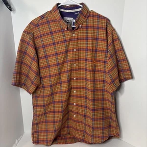 Cinch Shirt Mens L Orange Plaid Western Design Short Sleeve Cowboy - Picture 1 of 7