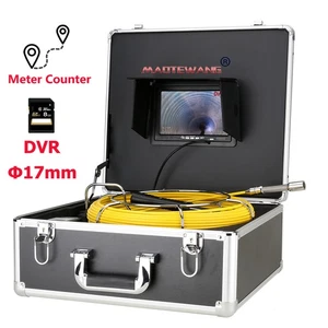 7 inch DVR 17mm Industrial Pipe Sewer Inspection Video Camera 8GB Meter Counter - Picture 1 of 22