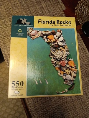 Puzzles That Rock FLORIDA ROCKS 550 Pc Puzzle Low Tide Treasures 18x24" Complete - Image 1 of 4