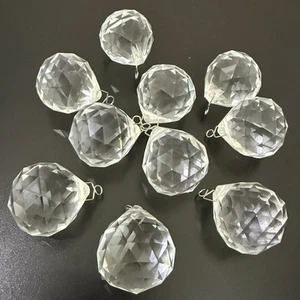 10pcs 36mm Clear Faceted Round Crystal Glass Ball Drop Chandelier Prism Parts - Picture 1 of 21
