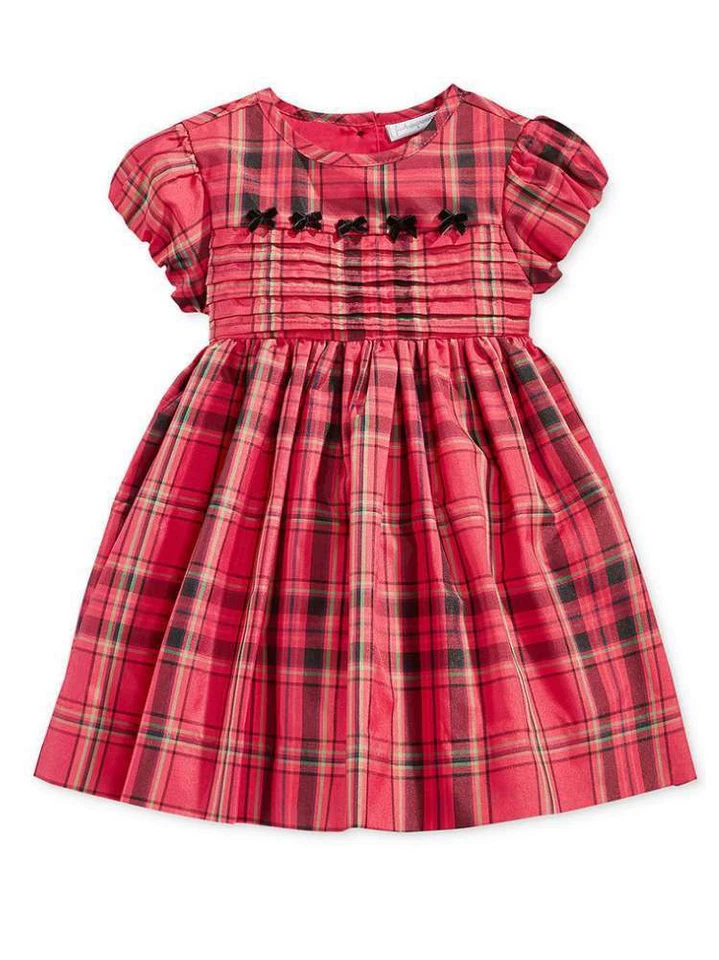 First Impressions Infant Girls Pink Plaid Satin Party & Holiday Dress - Image 1 of 1