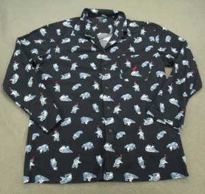 Nautica Shirt Adult Medium Blue Sleepwear Button Up Polar Bear Long Sleeve Men M - Picture 1 of 12