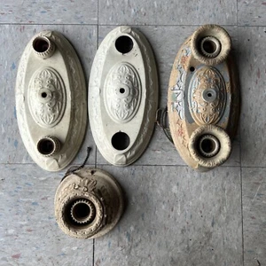 Lot of Vintage Flush Mount Light Fixtures & Parts Lighting Salvage Bedroom - Picture 1 of 11