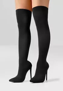 Onlymaker Women's Sexy Stiletto Stretch Knit Over The Knee Thigh High Sock Boots - Picture 1 of 22
