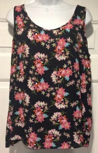 Primark Woman Floral Tank Cami Shirt Top Black Size 12 - Picture 1 of 12