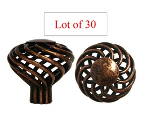 30 Antique Copper Machined Birdcage Kitchen Bathroom Cabinet Knobs 35mm - Picture 1 of 3