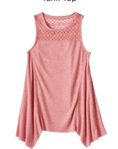 Girl MUDD Ribbed Crochet Lace Yoke Sharkbite Tank Size (7-8)  Beige or Turq. NWT - Picture 1 of 3
