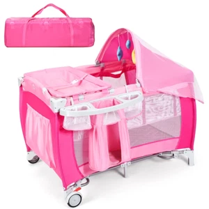 Cuna De Bebe Plegable Corralito De Viaje Cuna Infantil Cama Mosquitera Musica - Picture 1 of 12