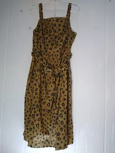 Ava & Viv Tank Sundress Womens Plus 2X Leopard Print Midi Sash Linen Cotton NEW - Picture 1 of 12